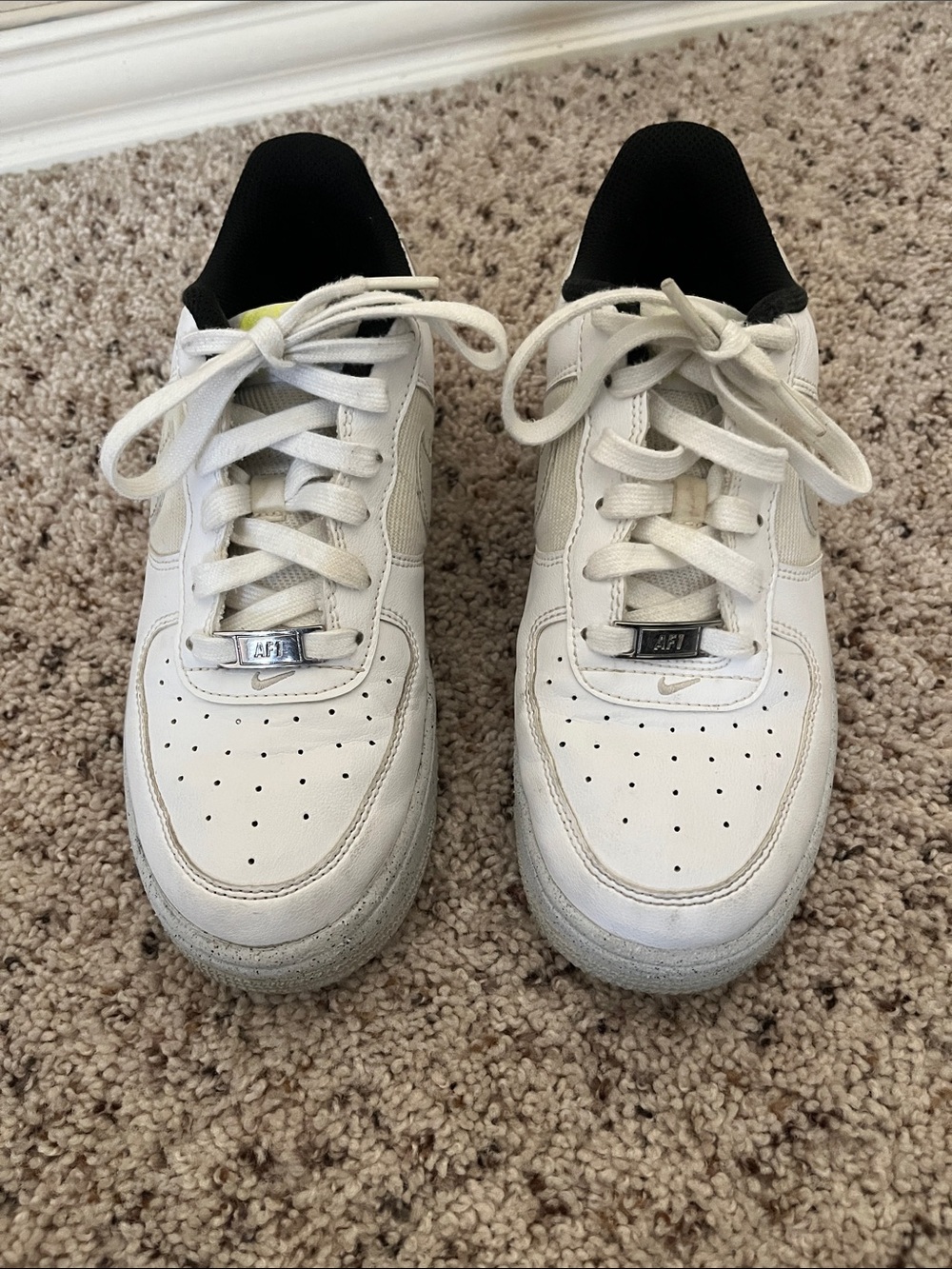 Nike Air Force 1 Crater Next Nature Boys White Sneakers Size 5 Big Boy - Picture 2 of 9